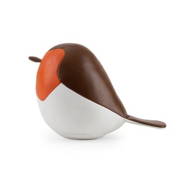 Züny - Paperweight - Robin - Faux Leather - Brown-Orange - 14.5 × 8 × 10 cm - 250 g