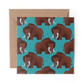 1 x Greeting Card Extinct Woolly Mammoth Pattern - Blank Birthday Celebration Anniversary #16046