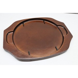 Asahi Steak Plate (With Wooden Stand), Cast Iron, Hot Tray, Round 22, Wooden Stand Only (Patent Product That Can Be Heated In An Induction Cooker Without The Wooden Stand)