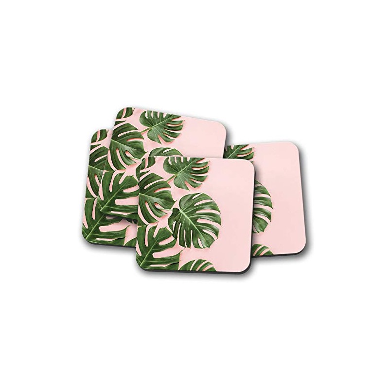 4 Set - Palm Tree Leaves Coaster - Leaf Pink