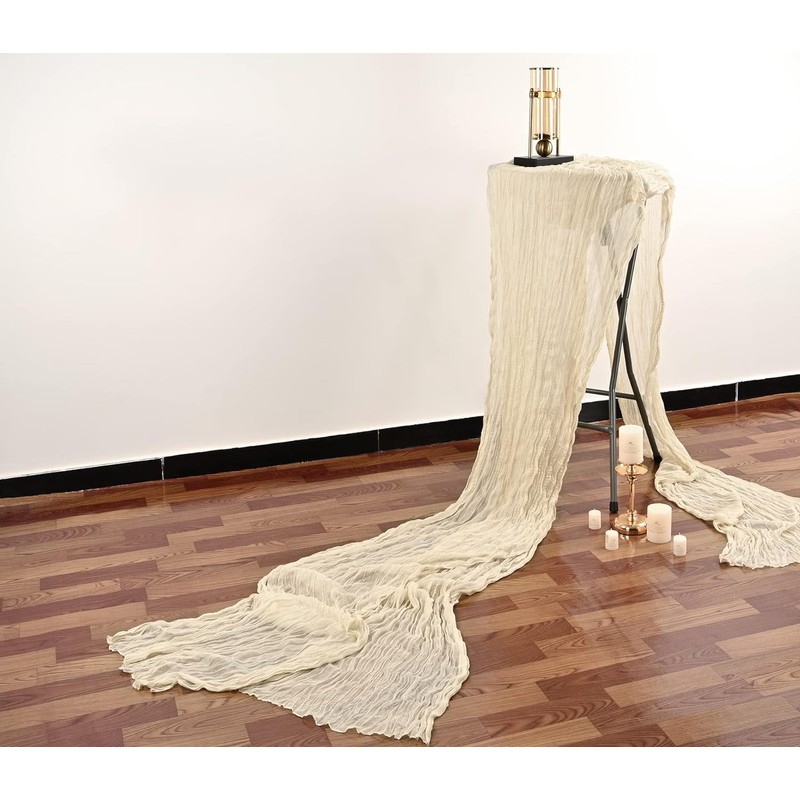 2 Pcs Cheesecloth Table Runner 90x400CM Gauze Boho Rustic Dusty