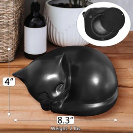 LesunSport Solid Wood Cat Urn - Keepsake for Loss, Pet Memorial Urn for Ashes, Sympathy Gift - Black