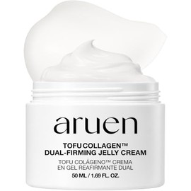 Tofu - Crema de gelatina de colágeno doble reafirmante – 80% leche de soja fermentada + esencia de frijoles + niacinamida – Tensor de la piel de vidrio coreano, hidratante facial diario (1.69 onzas líquidas | 1.7 fl oz)