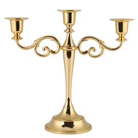 Candelabro de 3 Brazos, candelabro de Metal de Estilo Europeo Candelabro para la Cena de Boda Decoración de Velas caseras (Oro)