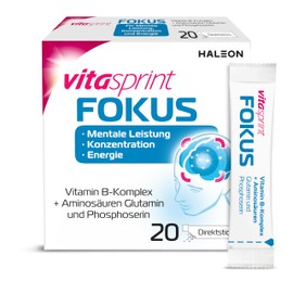 Vitasprint Focus Direct Sticks, Pack of 20 - With Vitamin B Complex for Mental Performance, Concentration and Energy as well as Amino Acids