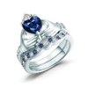 Finemall Women Fashion Jewelry 925 Sterling Silver Blue Sapphire Claddagh