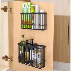 EigPluy 2 Stück Küchenschranktür-Aufbewahrungsbox,Selbstklebendes Wandmontierte Aufbewahrungsbox, Schrank/Badezimmer/Kühlschrank Kleine Gegenstände Organizer Aufbewahrungsbox (Schwarz)