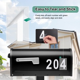 60 Pcs Reflective Mailbox Numbers for Outside, Lomrsiul Self Adhesive Vinyl White Mailbox Numbers Stickers Modern Address Numbers for House Trash Can Locker Door 6 Sets(3 inch x 4, 4 inch x 2, 0-9)