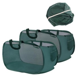 Katomi 2 Stück Faltbar Wäschekorb, Pop Up Wäschekorb Grün(36 x 36 x 58 cm), Wäschekorb Faltbar mit Griffen, Pop Up Wäschesammler, Wäschekorb Klappbar Groß für Kinderzimmer Camping Und Reisen