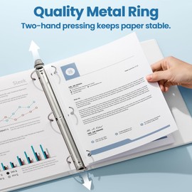 SUNEE 3 Ring Binder 1.5 Inch 2 Pack, Clear View Three Ring PVC-Free (Fit 8.5x11 Inches) for School or Office Supplies, White