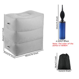 jiuzcare Inflatable Footrest Foot Cushion for Travel, 3 Layers Aeroplane Footrest Cushion, Adjustable Height, Portable Footrest with Eye Mask, Sleeping Mask for Car, Train, Bus, Office, Long Flights,