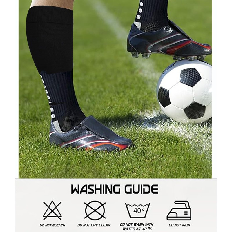 2 Set Soccer Grip Socks,Shin Guard Sleeves for Football Basketball