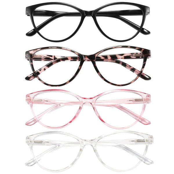 Przene 4 Pack Blue Light Blocking Reading Glasses,Cat Eye Reading