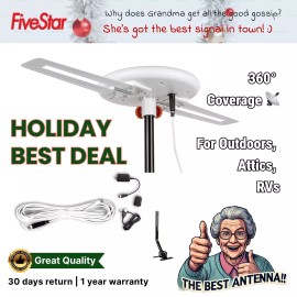 For Channel Master, For Five Star HOLIDAY SALE 360° Amplified Omni Directional HDTV Antenna 1080P Attic RV Outdoor