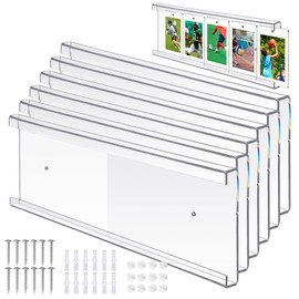 AceOrbit 6 Pcs Acrylic Sport Card Display Shelf Clear Trading Cards Wall Mounted Display Stand Hold up to 30 for Basketball Football Hockey Graded Trading Slabs Vendors Collectors Retail with Screw