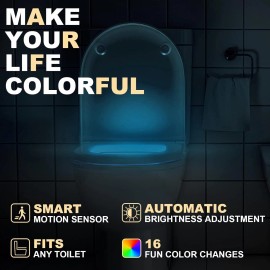 N/A Toilet Light Motion Sensor 16 Colors Changing LED Glow Bowl Inside Toilet 2 Pack