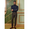 Mens Vintage Double Pleated Tweed Pants Retro Herringbone Straight fit