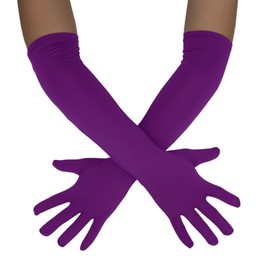 Sheface Men's and Women's 18" Spandex Long Gloves Stretchy Costume Gloves Banquet Party Wedding Gloves, Purple, One Size