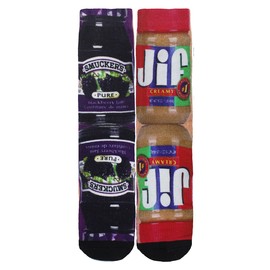 STEPUP SOX Unisex Funny Crazy Color 3D Puzzle Stripe Food Pattern Athletic Sports Crew Tube Socks, Peanut Butter and Jelly, Medium