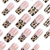 French Tip Leopard Print Press on nails Gradient Fake Nails