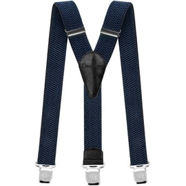 Decalen Mens Braces with Very Strong Metal Clips Wide 4 cm 1.5 inch Heavy Duty Suspenders One Size Fits All Men and Women Adjustable and Elastic Y Style (Blue)