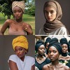2 PCS headwraps for black wome Stretch Jersey Turban Black