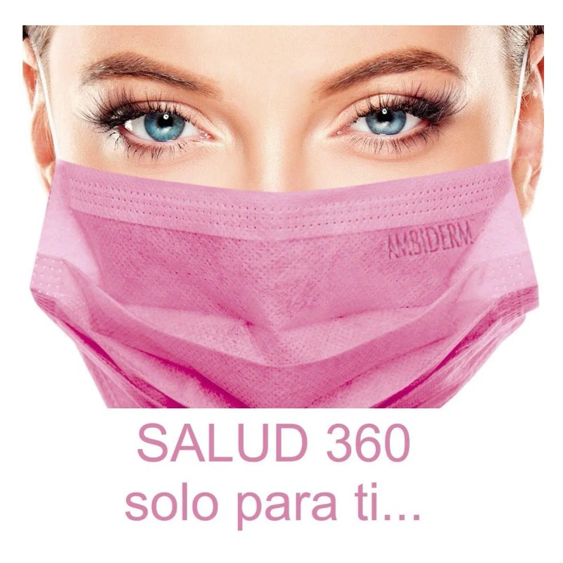 Cubre Bocas 3 Pliegos Ambiderm Rosa Caja C/50
