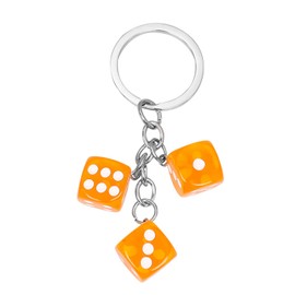 ODETOJOY Dice Keychain, Cute Cartoon 3D Resin Dice Keyrings Pendant Handbag Bag Key Chain Gaming Rolling Craps Cubes (Orange)