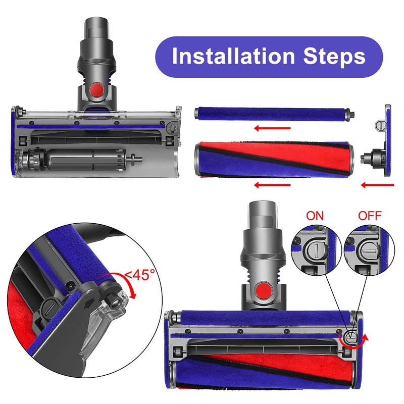 DrRobor Replacement Brush Roller for Dyson V6 V7 V8 V10