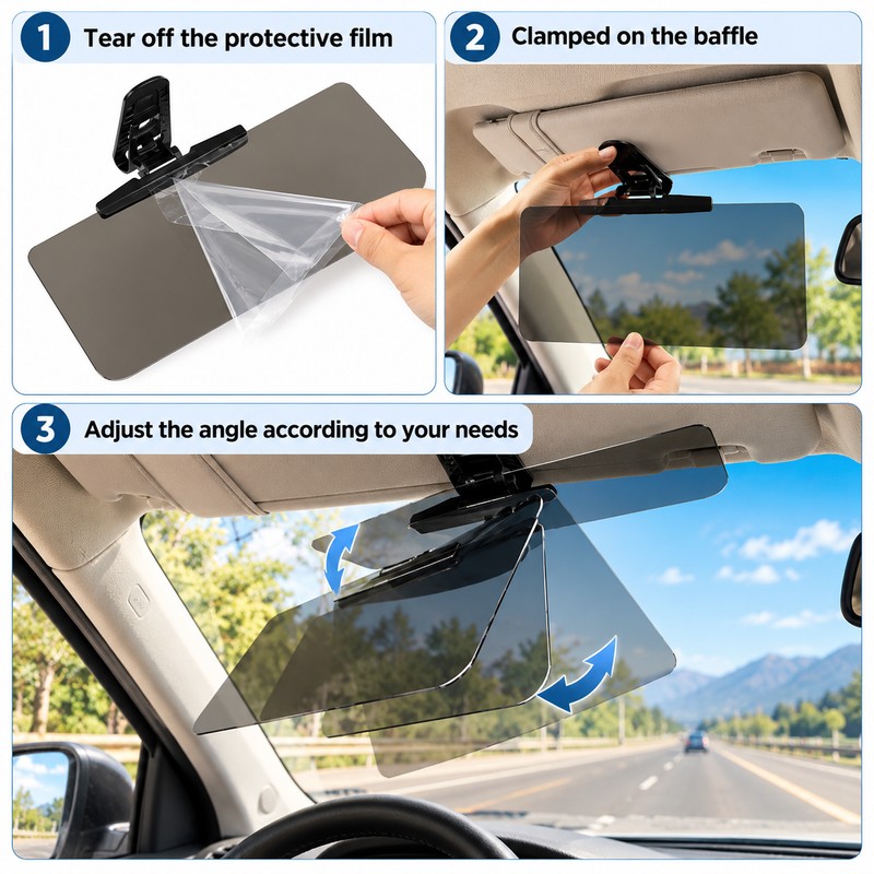 Car Anti-Glare Sun Visor for Daytime Driving – Gray Mounted