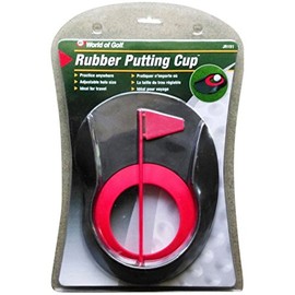 JEF World of Golf Rubber Putting Cup with Flag (Black/Red) Golf