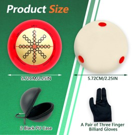 QIJISTORM 2 Pcs Billiards Cue Ball 2-1/4" Cue Ball Practice Training Artifact with A Pair of Three Finger Billiard Gloves, 2 Pool Ball Case Pool Table Training Cue Ball for Billiard Table Accessories