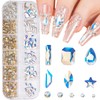 DZHILHMX Nail Rhinestones - 3D Multi Shape Size, Blue Moon