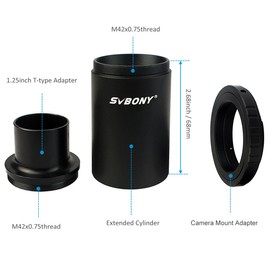 Svbony Teleskop Kamera Adapter, 1,25 Zoll T Ring Halterung mit Vollmetall Verlängerungsrohr Zubehör, Okularprojektion, Photoadapter Teleskopzubehör Kompatibel mit Nikon SLR DSLR