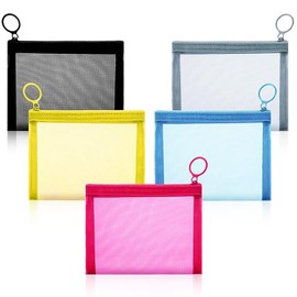 Mesh Zipper Pouch Bags, Small Makeup Bag for Cosmetic Travel Toiletry Bag for Daily Toiletries Office Supplies & Cosmetics Travel Accessories(5 Pcs)