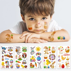 XiXiRan Children's Easter Tattoo, 20 Sheets Easter Eggs, Rabbit, Chick, Flower, Temporary Tattoos, Children's Stickers, Easter Tattoos Set for Children, Girls, Tattoos, Waterproof, Gift Idea Easter