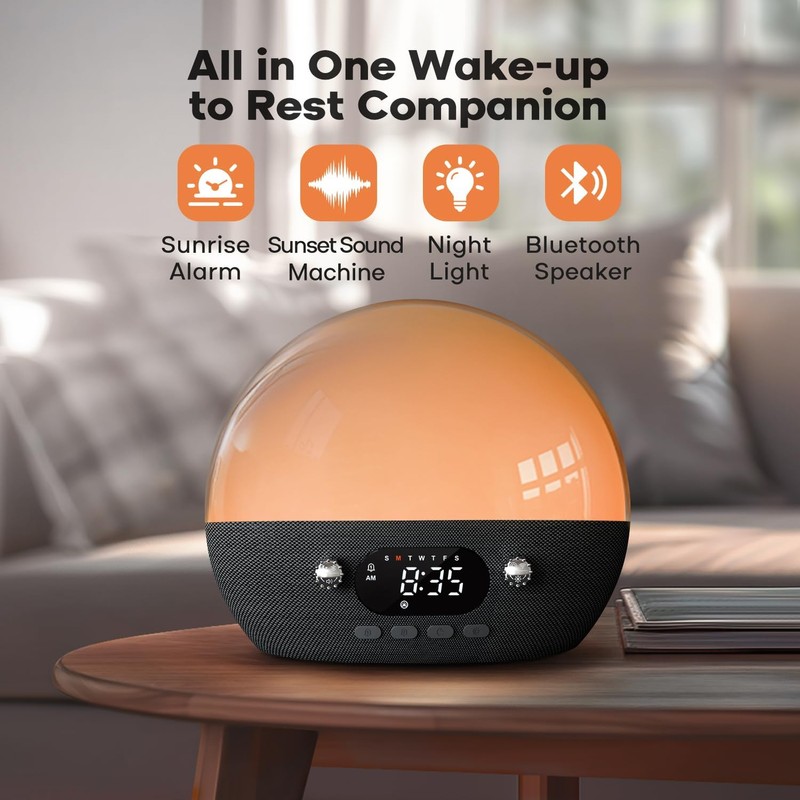 Dekala RestOnn Sunrise Alarm Clock Sunset Sound Machine 7-Day Programmable