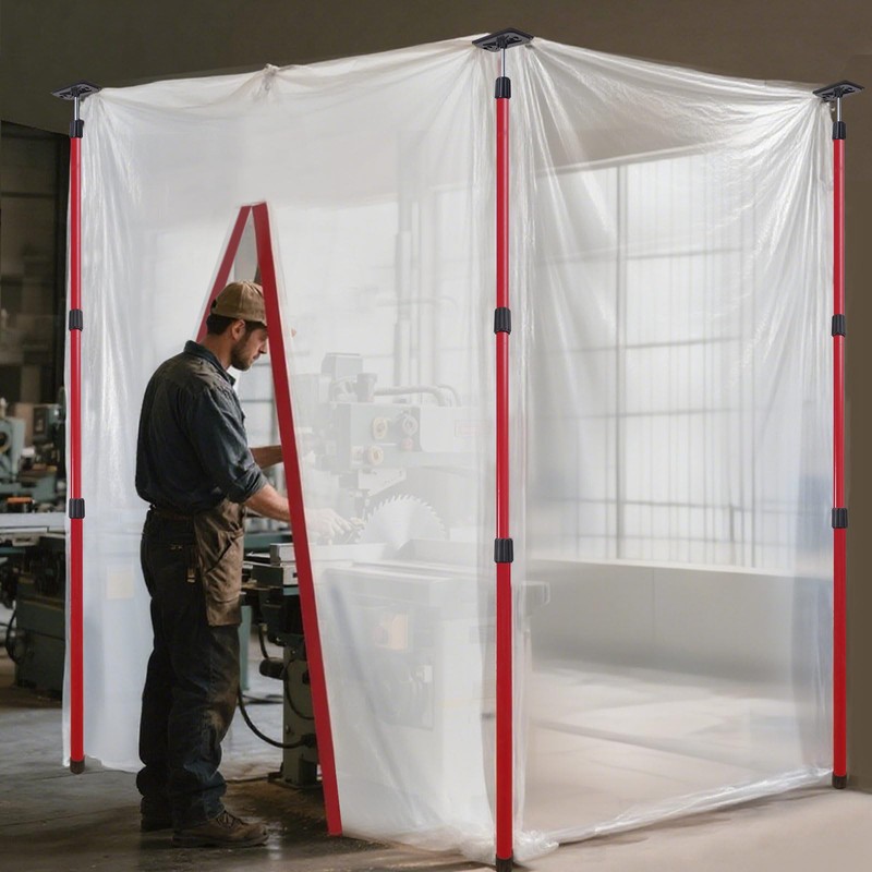 10FT Dust Barrier Zipper Door Kit with 32.8×14.7FT Plastic Sheeting,