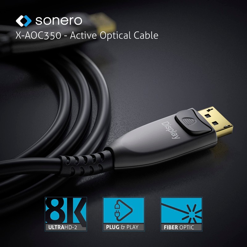 Sonero® 8K-DisplayPort 1.4 Kabel, Glasfaser-Hybrid-Kabel, Auflösung bis 8K 60 Hz