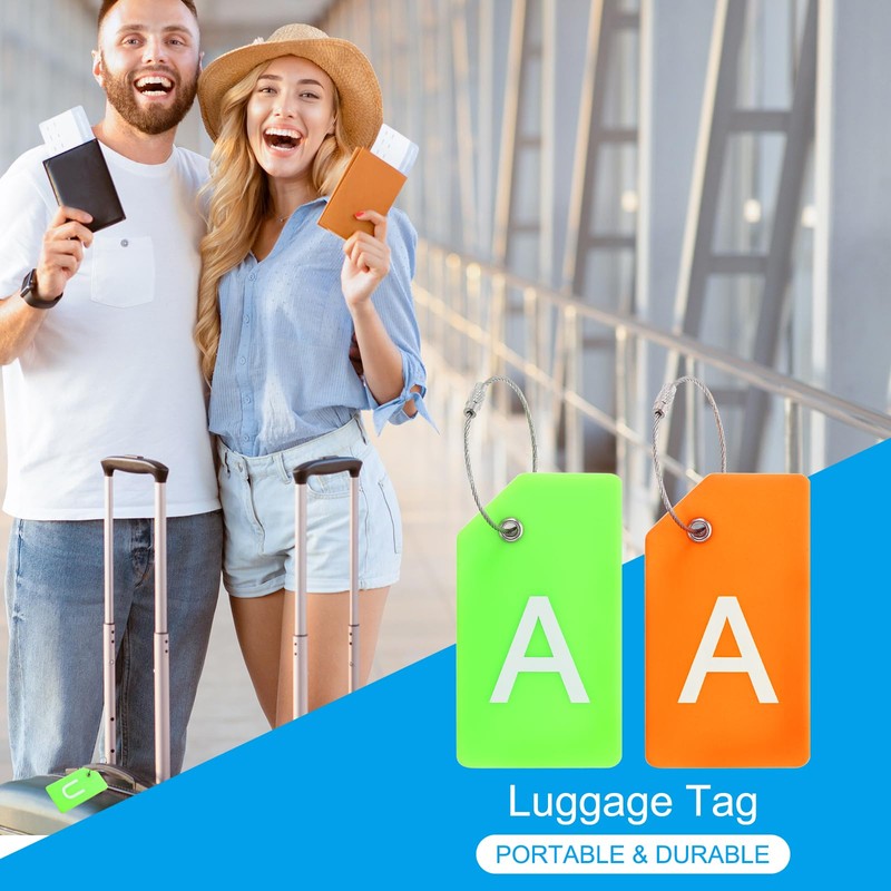 PATIKIL Initial Luggage Tags, 2 Pcs Silicone Suitcase Tag Identifier