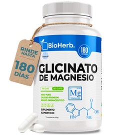 BioHerb® | Glicinato de Magnesio Quelado 500 mg con 180 Cápsulas