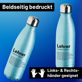 Huuraa Bottle Teacher Definition Gift 500 ml Blue Stainless Steel Teacher Gift Idea