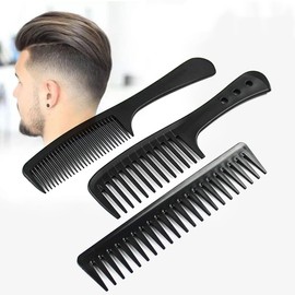 3 PCS Carbon Fiber Anti Static Comb, Heat Resistant Comb-Fine and Wide Tooth Hair Combs for Men and Women, Professional for Hair Stylist