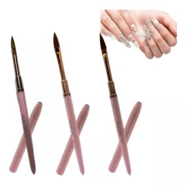 Dbmb Set De 3 Pinceles Kolinsky #8#10#12 Para Acrílico Manicure