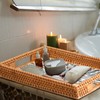 Tiangrid Rattan Tray with Mother of Pearl Inlay, Mosaic Rattan