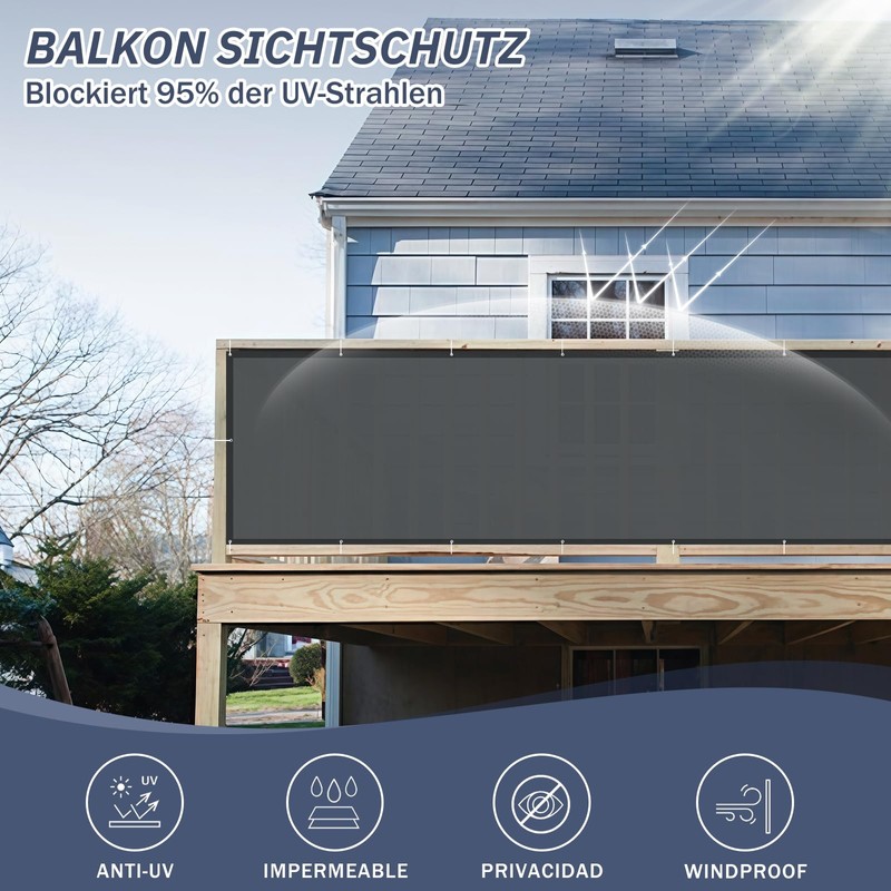 HENG FENG Polyester Balcony Privacy Screen, Cover, Panelling, Wind and