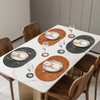 Pixieora Faux Leather Placemats and Coasters, Washable Reversible Oval Placemats