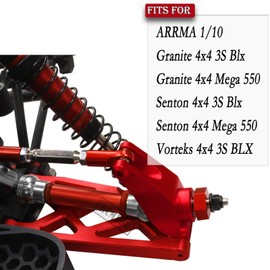 RCMYou Upgrades Part for 1/10 ARRMA Vorteks/Granite/Senton 4x4 3S Blx & Mega 550,Front Rear Drive Shaft,Front Rear Suspension Arm & Steering Blocks Caster Blocks C-Hubs Stub Axle Carriers,Red
