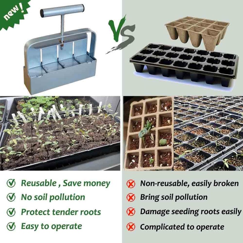 Handheld Soil Blocker Tool Kit – 4 Cell 2 Inch