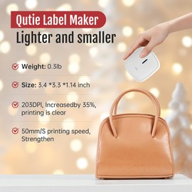 prt prt QUTIE Etikettendrucker Selbstklebend - Tragbarer Mini Etikettiergerät mit USB Aufladen, Bluetooth Beschriftungsgerät Selbstklebend, Label Printer für Zuhause, Büro, Schule, iOS & Android, Weiß